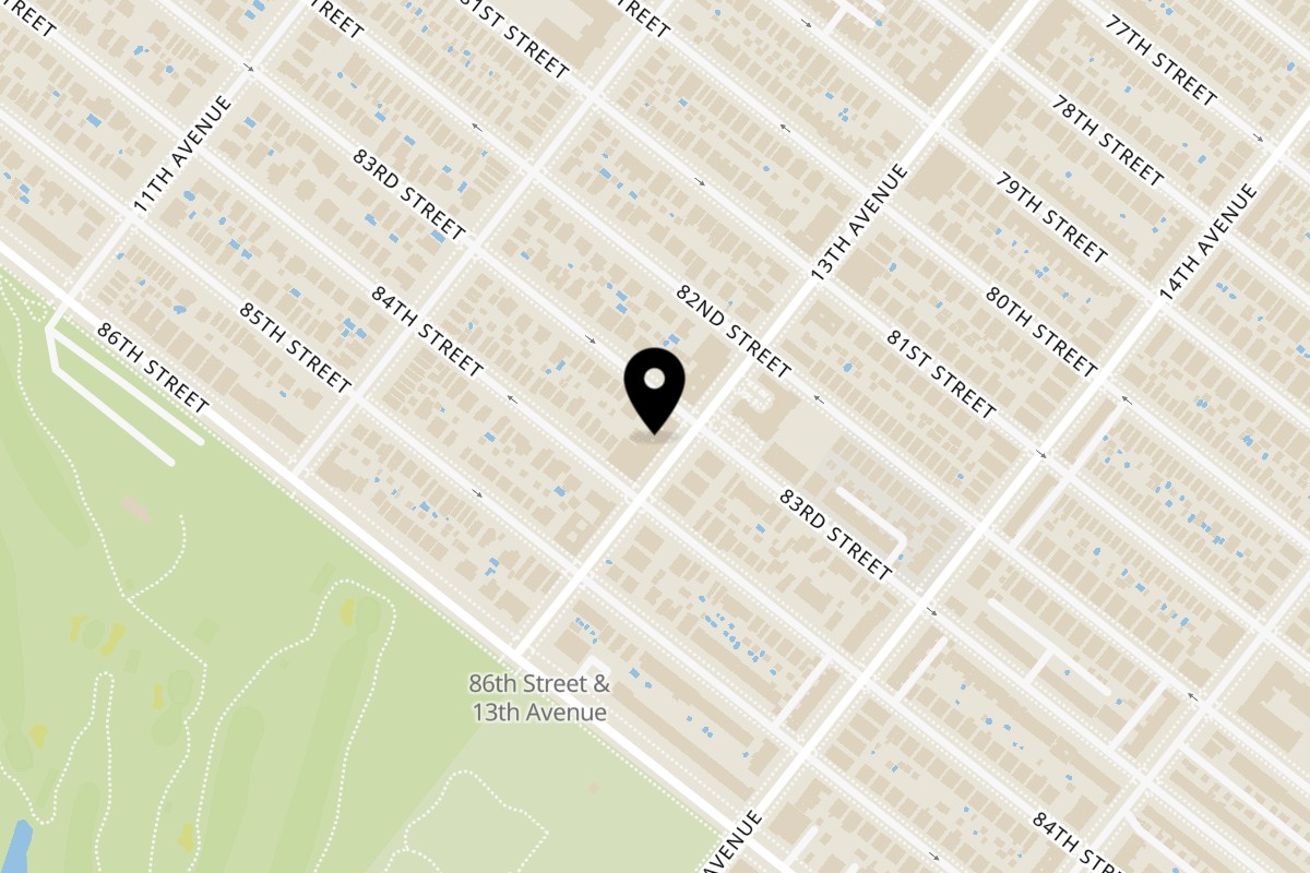 Map showing the location of John's Deli Brooklyn on 8308 13th Ave in Brooklyn